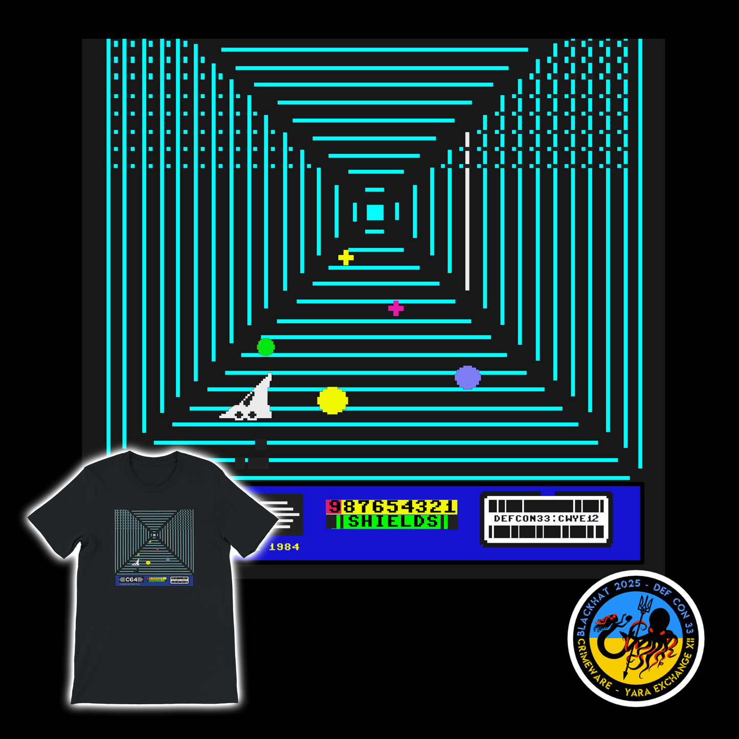 3D Hypermaths (1984 - Commodore 64) Retro T-Shirt + Sticker (U.S. Shipping)