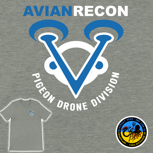 AVIAN RECON – Pigeon Drone Division T-Shirt + Sticker (U.S. Shipping)