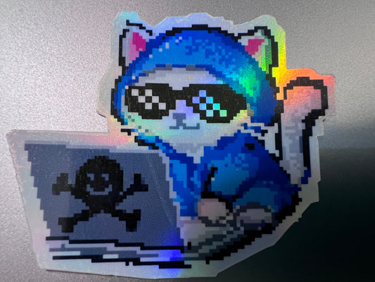 Sticker Defcon Script Kitty 2.3" x 2" Holographic Vinyl
