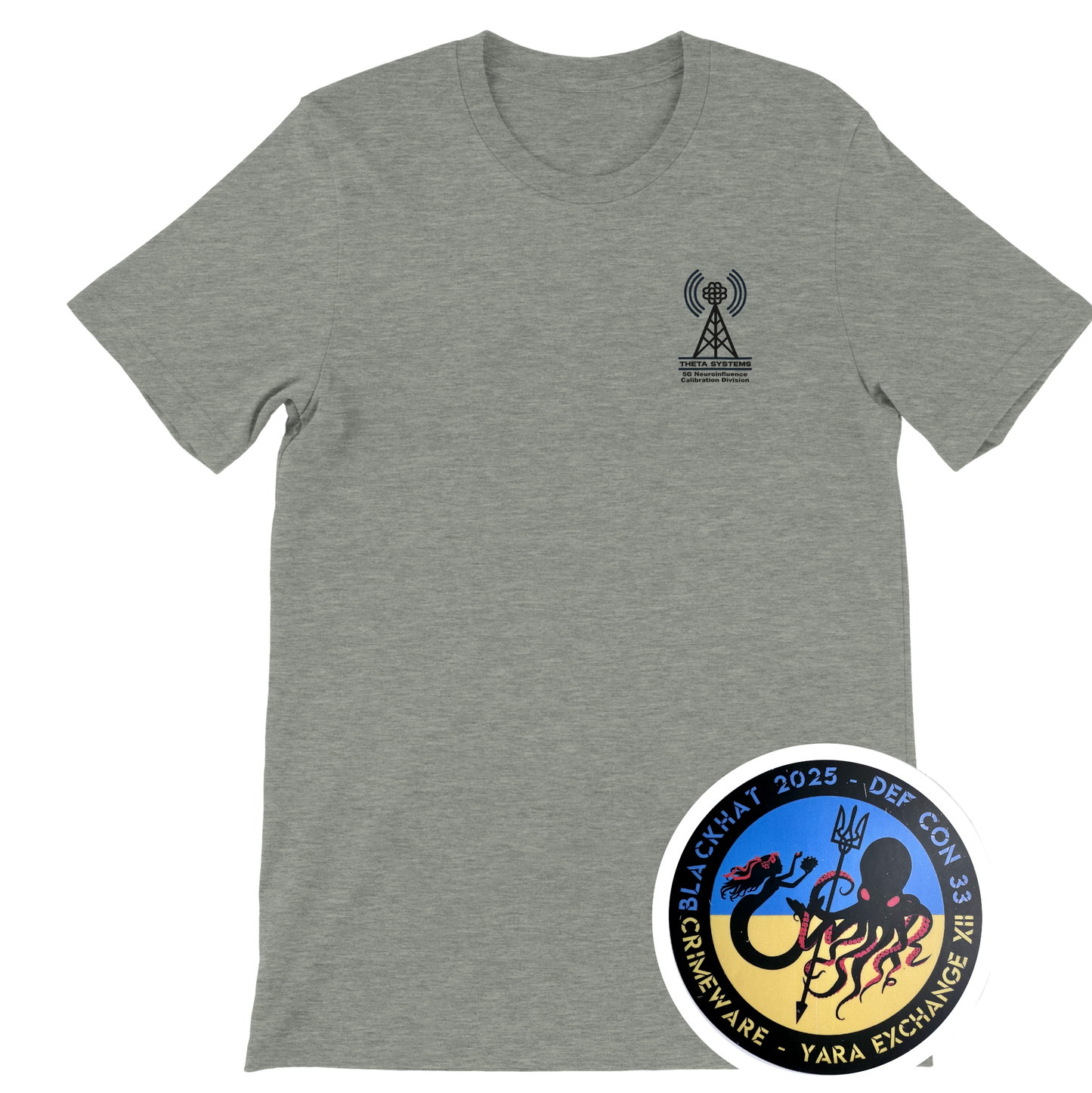 THETA System NCD (5G Neuroinfluence Calibration Division) Uniform T-Shirt + Sticker (U.S. Shipping)