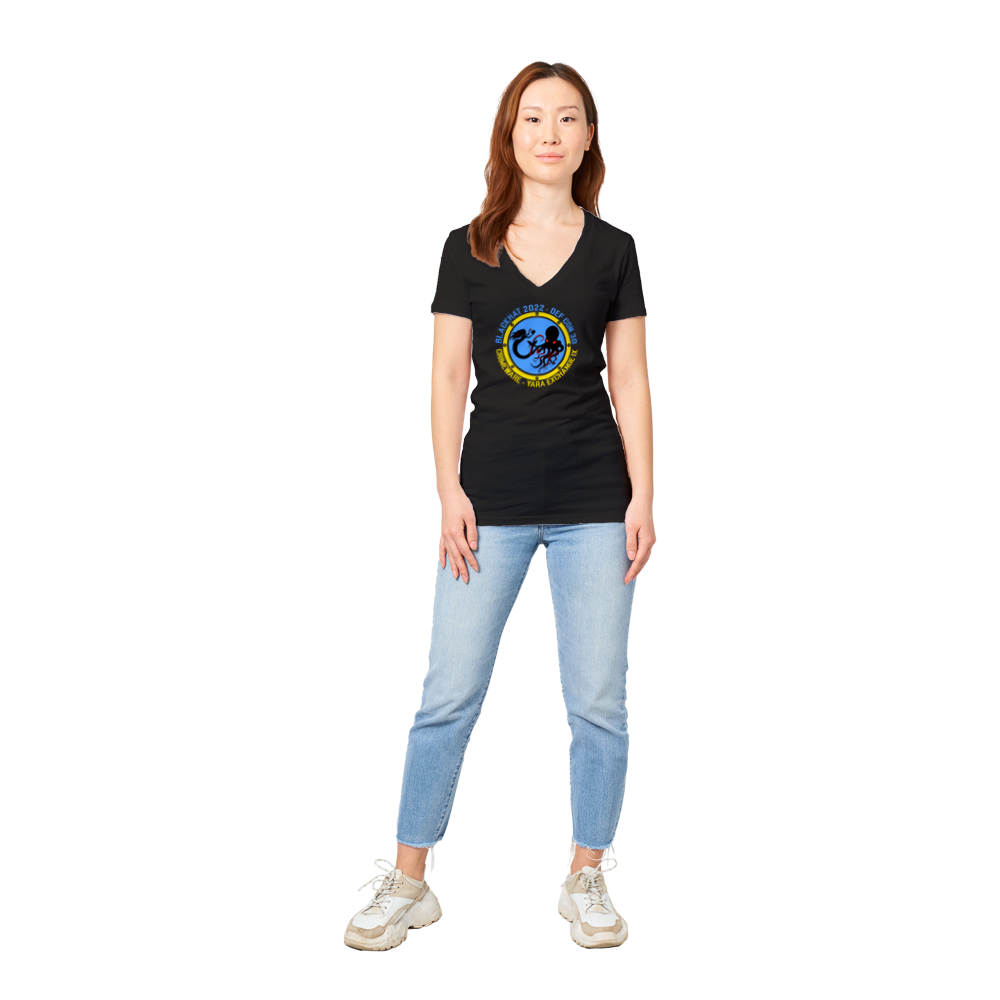 2022 Ukraine V-Neck T-shirt - Women''s Extra Soft (BC2022F-1214-1408)