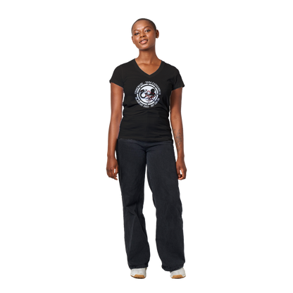 2022 Meetup White Logo V-Neck T-Shirt - Women's Extra Soft (BC2022F-1214-1408)