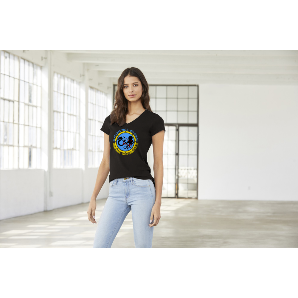 2022 Ukraine V-Neck T-shirt - Women''s Extra Soft (BC2022F-1214-1408)